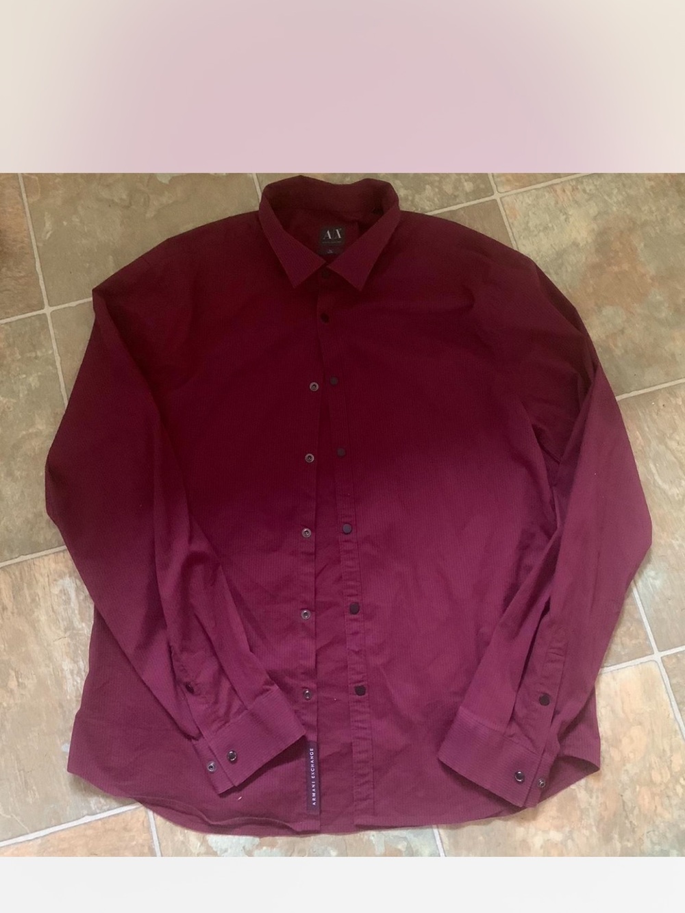 Armani Exchange Men's Burgundy Long-Sleeve Button Shirt